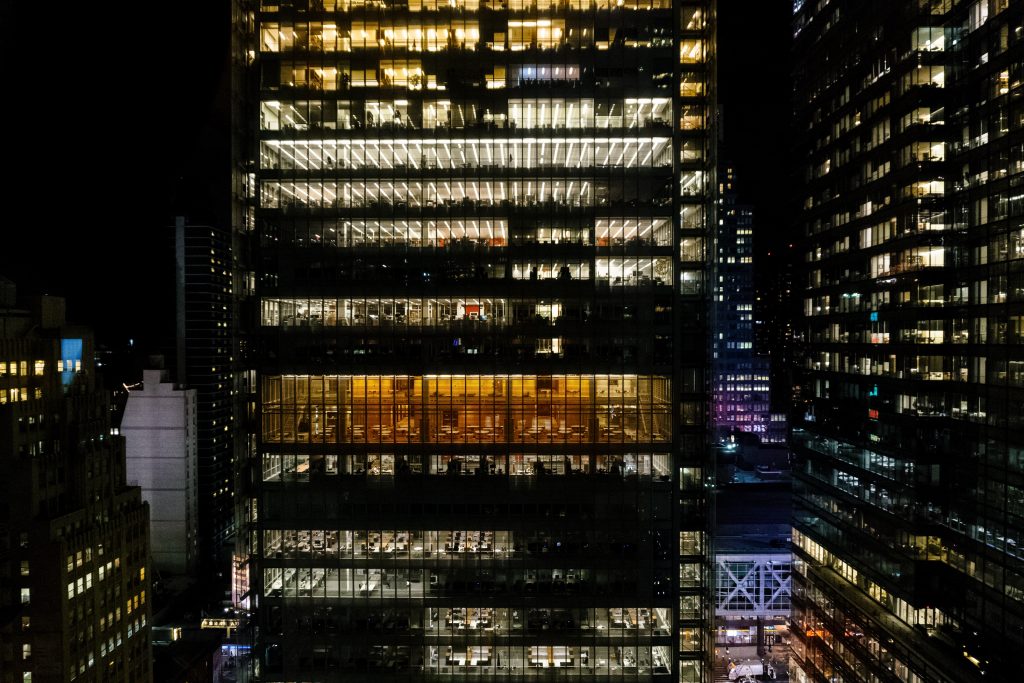 a building during the night