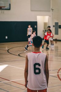 Young kids playing basketball