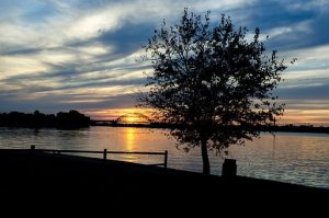 Sunset on Delaware river