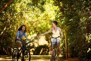 Girls riding a bike in Nampa parks