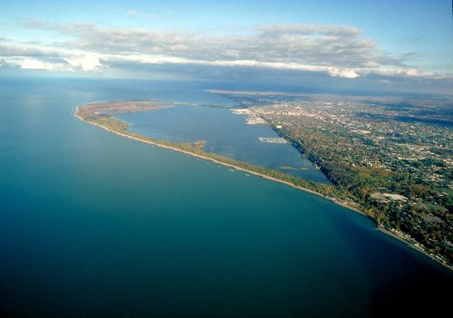 Aerial view of Presque Isle in PA