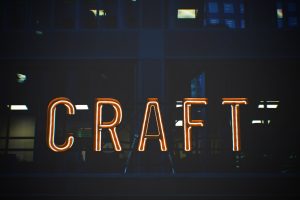 Craft written in a neon sign