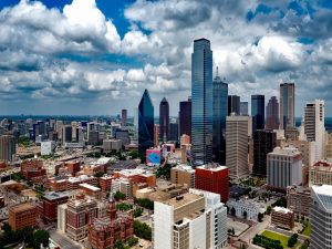 A view of the downtown Dallas skyline, representing the best US cities to celebrate New Year's Eve in.