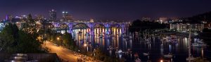 Panorama of Knoxville, TN at night.