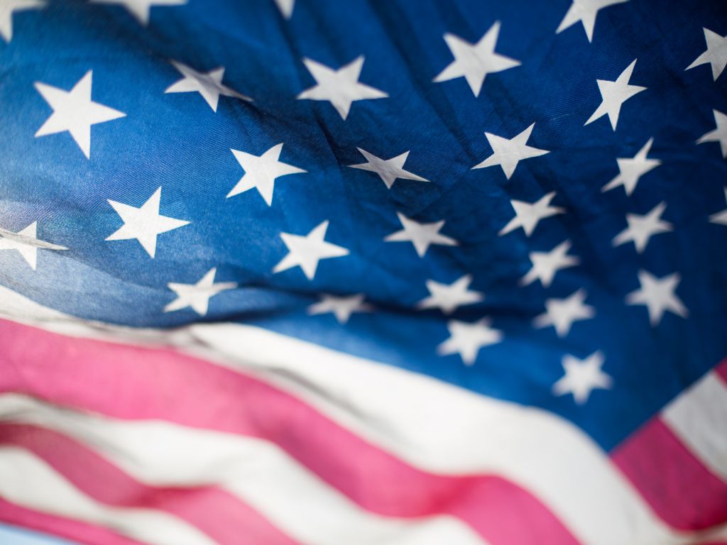 A closeup of the American flag.