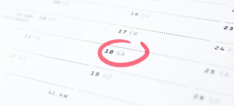 Calendar - one of the important moving quotes is to pick an off-peak moving day and save money!