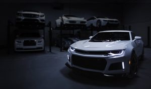 white car in a storage