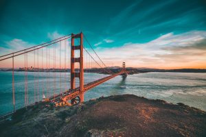 The Golden Gate Bridge.