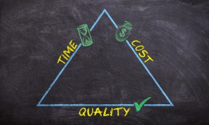 Triangle of quality, time, and cost of long distance moving companies Little Rock.