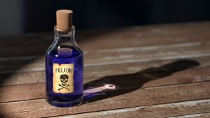 pack liquids for moving - a bottle of poison