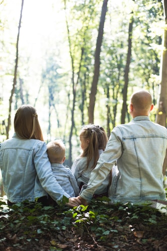 family in the woods