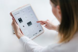 Woman looking at an ipad