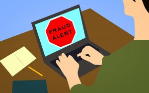 Cartoon illustration of a fraud alert