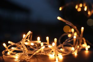 Yellow string Christmas lights