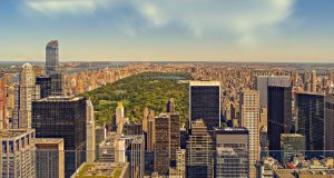 aerial view of central park and the surroinding buildings