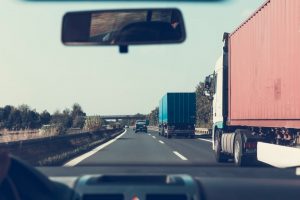 Moving trucks on an open road