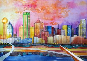 Dallas skyline art