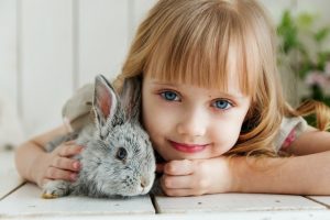 Girl with her bunny