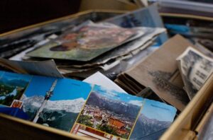 a box with photos