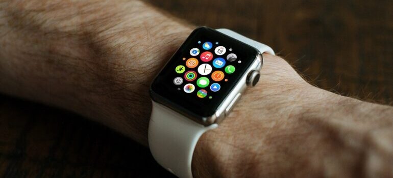 A man wearing a smartwatch. 