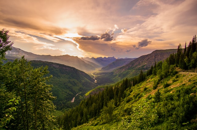 sunset over a mountain