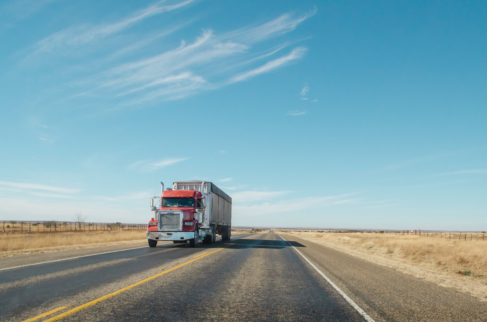 A moving truck on a highway