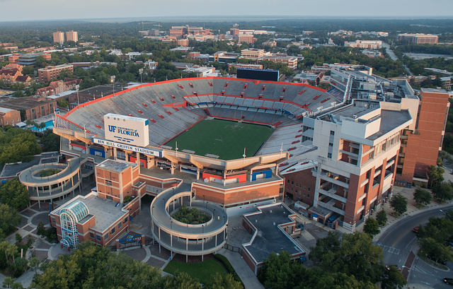 Ben Hill stadium showing Gainesville as one of the most popular large cities to relocate