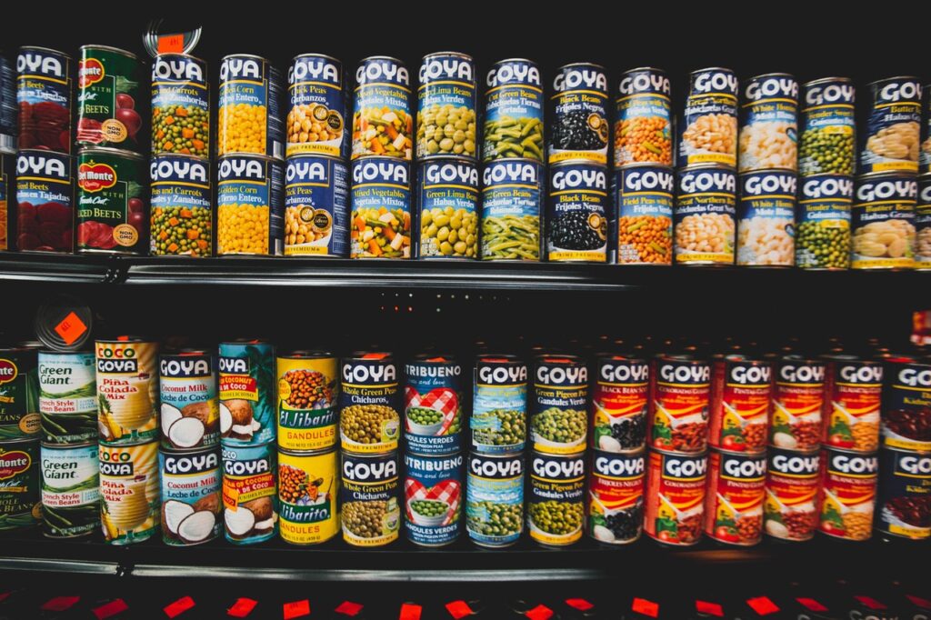 canned food on a shelf