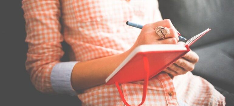 A woman making a plan.