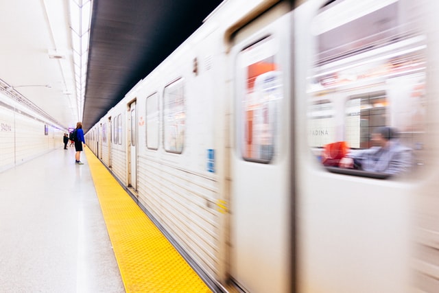 metro train leaving the station