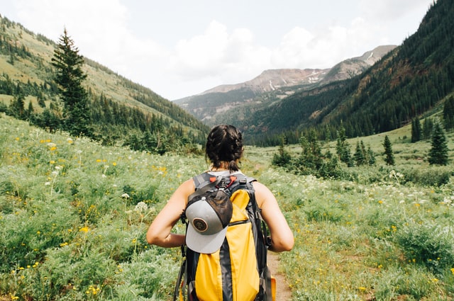 woman hiking in the mountains