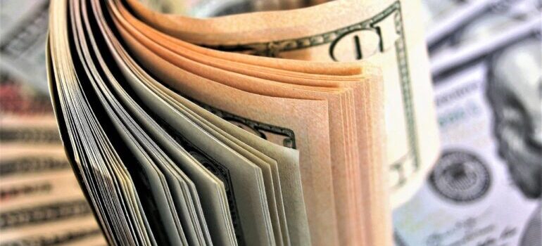 A stack of dollar bills.