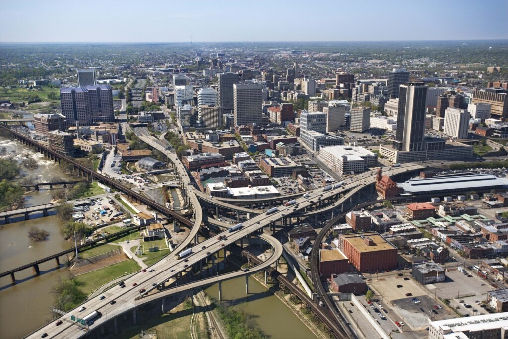 aerial view of richmond, virginia