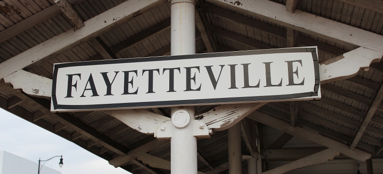 Fayetteville rail station sign