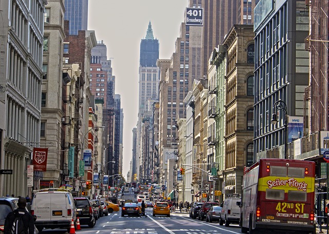 NYC street during rush hour