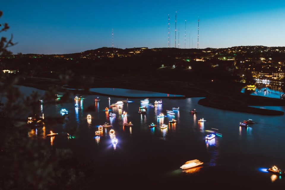 River in Austin, TX at night