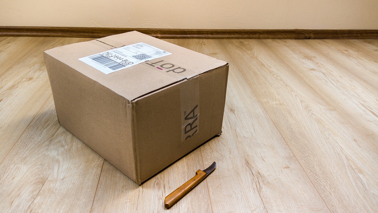 a cardboard box on the floor