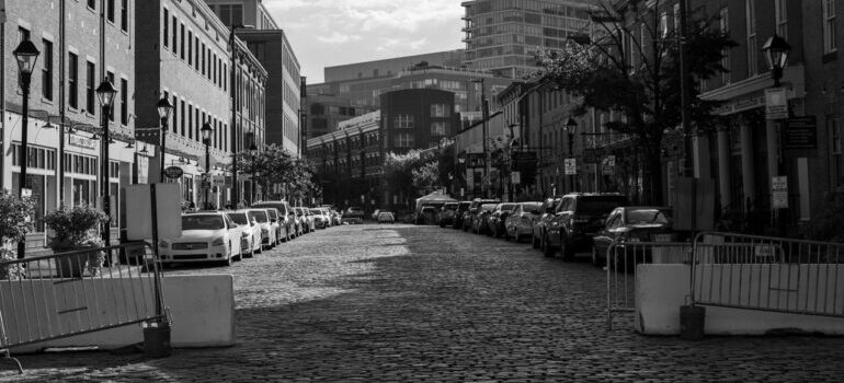 black and white photo of Baltimore