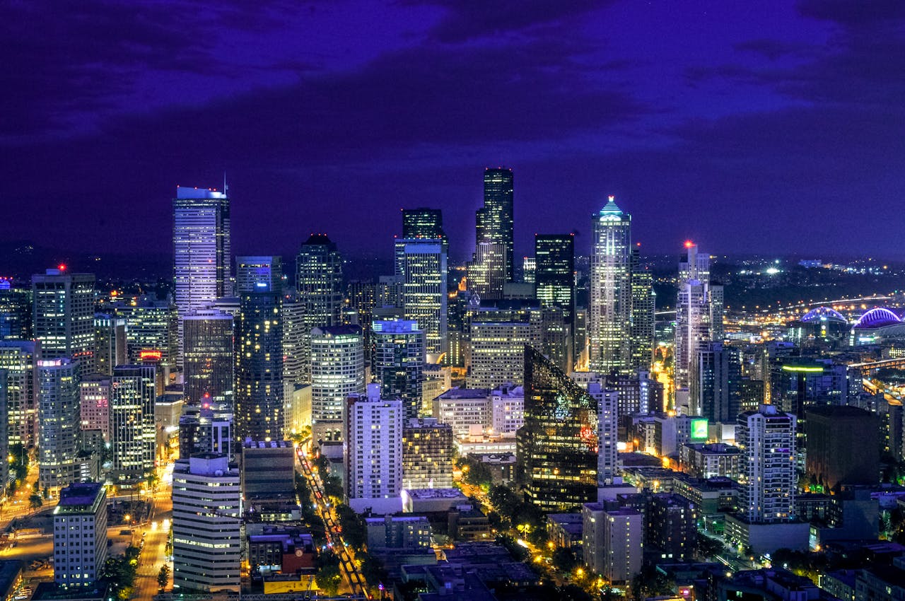 A Scenic City Skyline During the Night