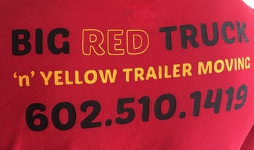 BBig Red Truck & Yellow Trailer Moving company logo