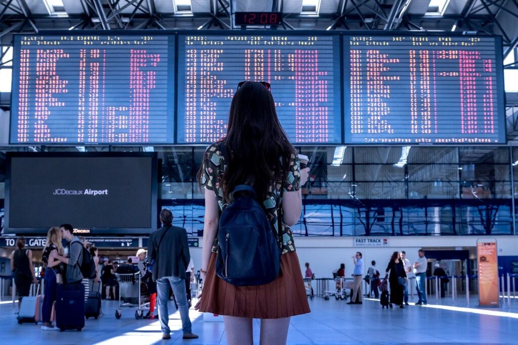 A girl in an airport