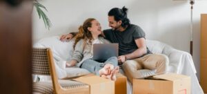 couple reclining on a couch