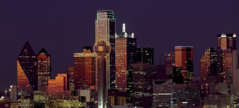 Night lights in a city in Texas