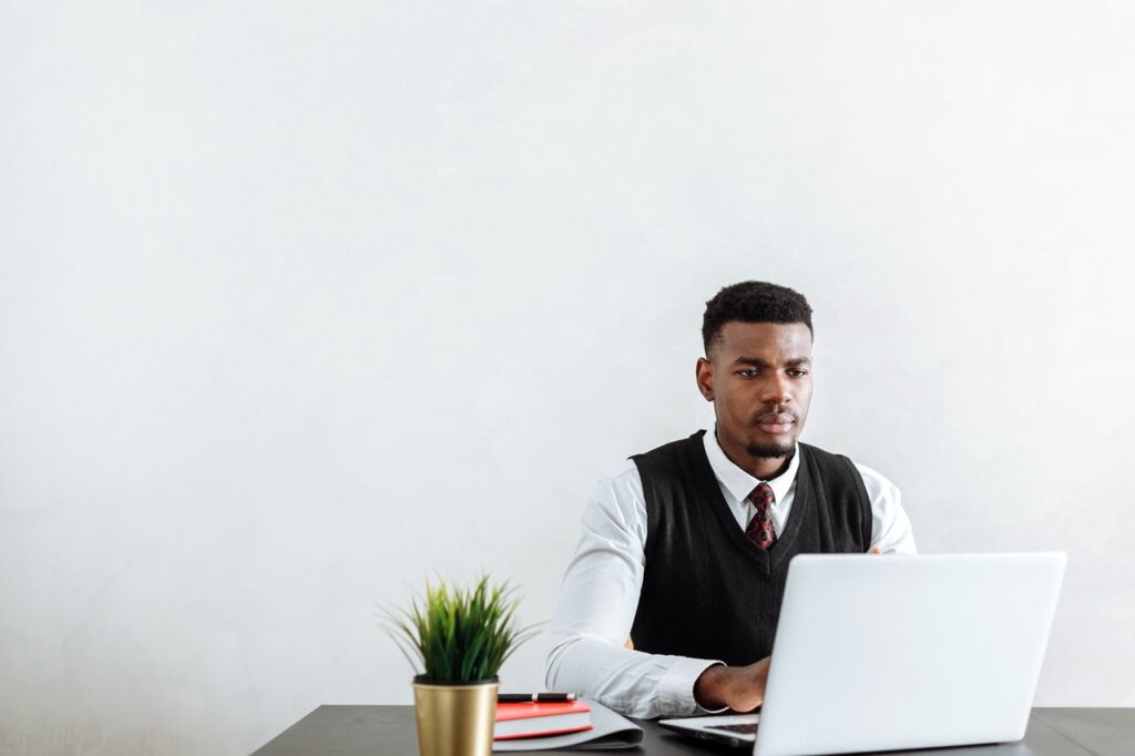 A man using his laptop