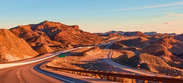 The road for moving from California to Nevada
