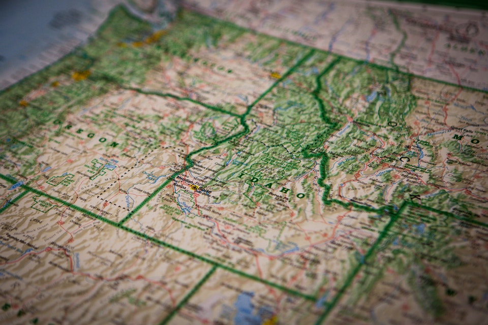 Idaho on a map