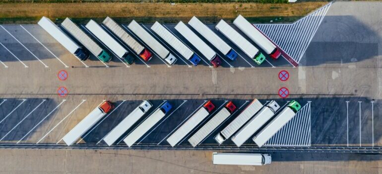 Trucks on a parking lot