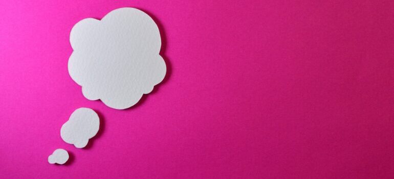 Thinking bubble on a pink background