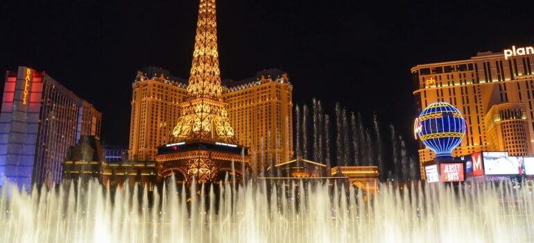 A photo of Las Vegas at night.