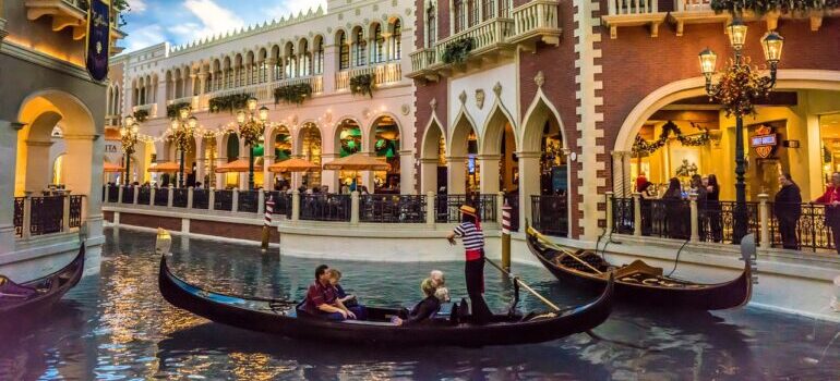 People riding gondolas at the Venetian, Las Vegas, NV